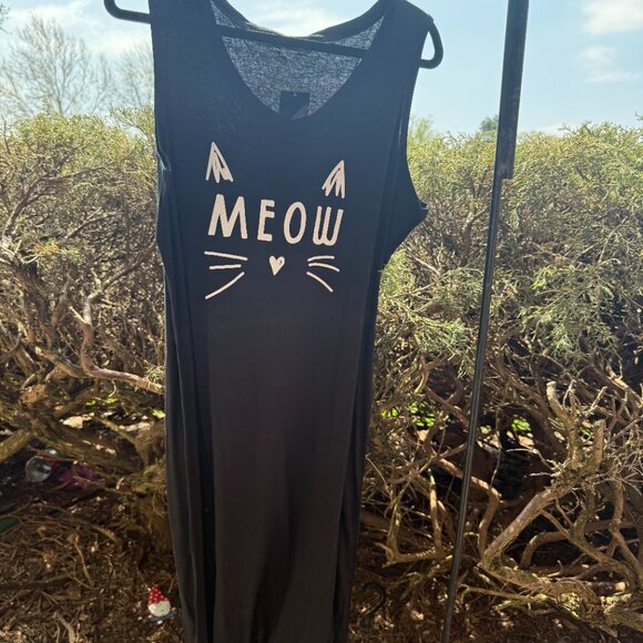 Avenue Body Maxi Tank Style Nightgown MEOW Sexy Cat Black Graphic Size 18/20 NWT - Picture 4 of 11